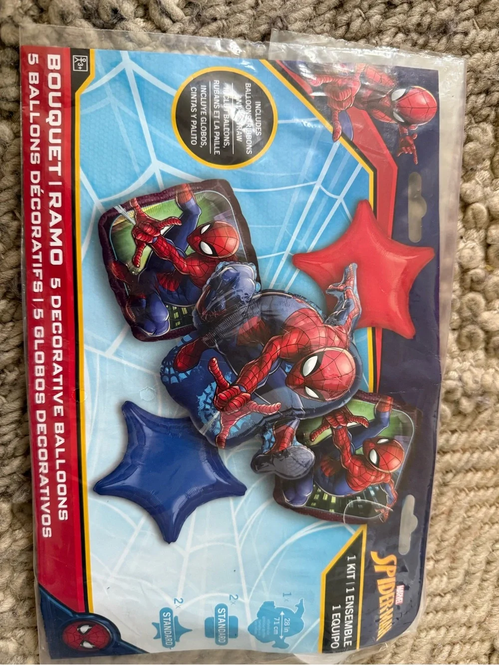 Marvel Spider-Man Foil Balloon Bouquet - 5 balloons 3 sets 28” brand new